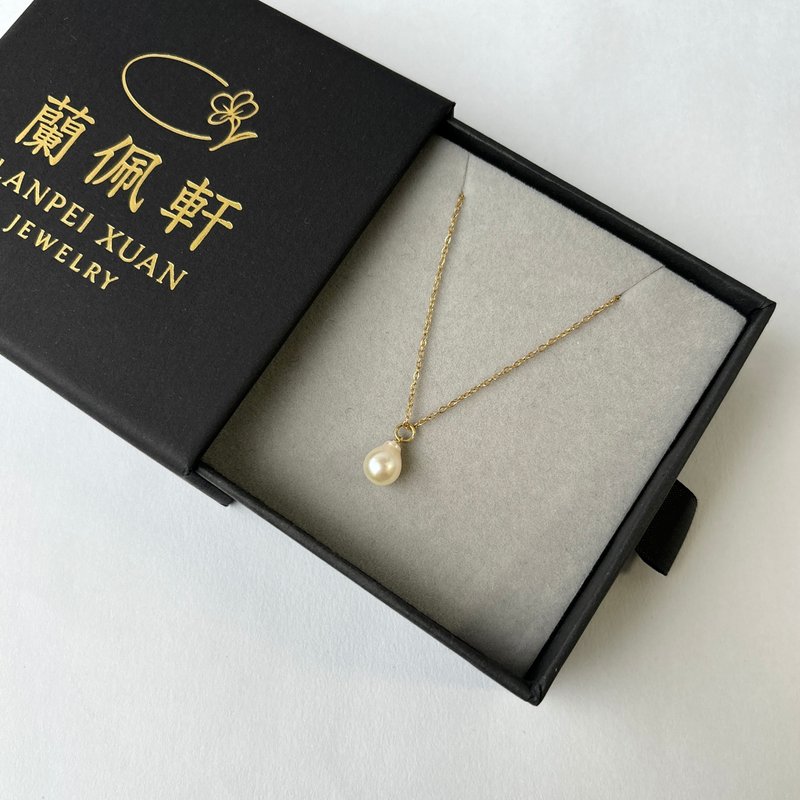 有角 Akoya 海水珍珠 7mm 項鍊 316L 醫療鋼鍍 18K 金 - 項鍊 - 珍珠 白色