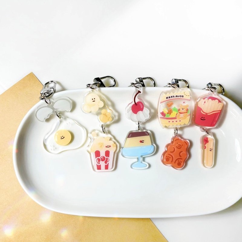 A steamed bun/food skewer keychain (5 styles in total) epoxy Acrylic pendant - ที่ห้อยกุญแจ - อะคริลิค 