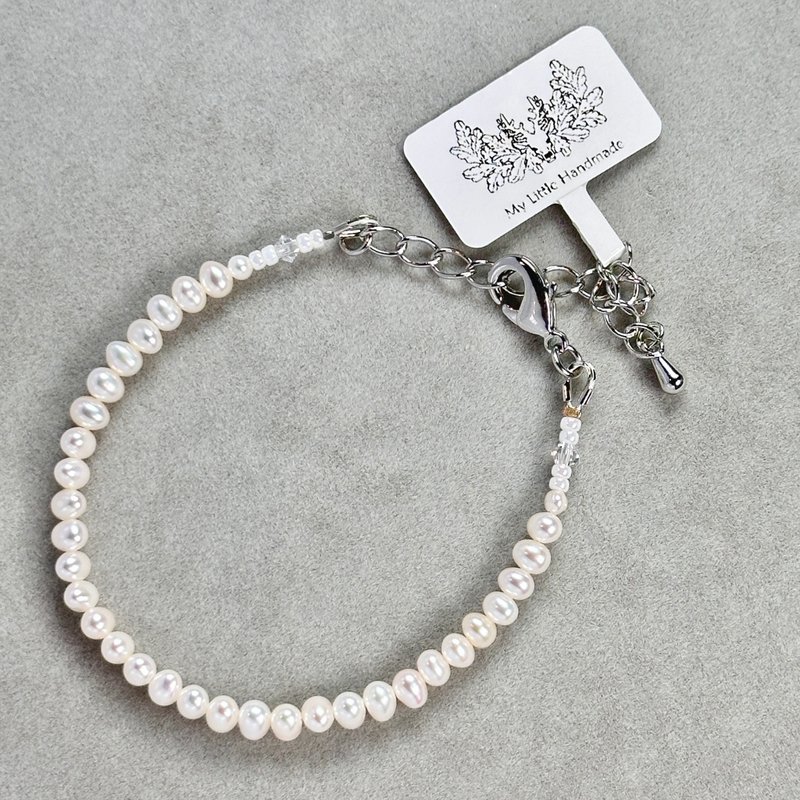 Natural freshwater pearl + Swarovski crystal bracelet JW108H-002 - สร้อยข้อมือ - ไข่มุก หลากหลายสี