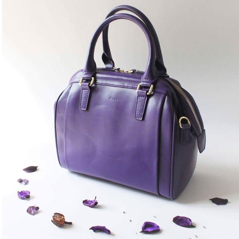 KATE 意大利皮革包包/相機包 (紫色) 手提包 醫生包 原創設計 肩背包 斜背包 極簡 百搭 女包 - 側背包/斜背包 - 真皮 紫色