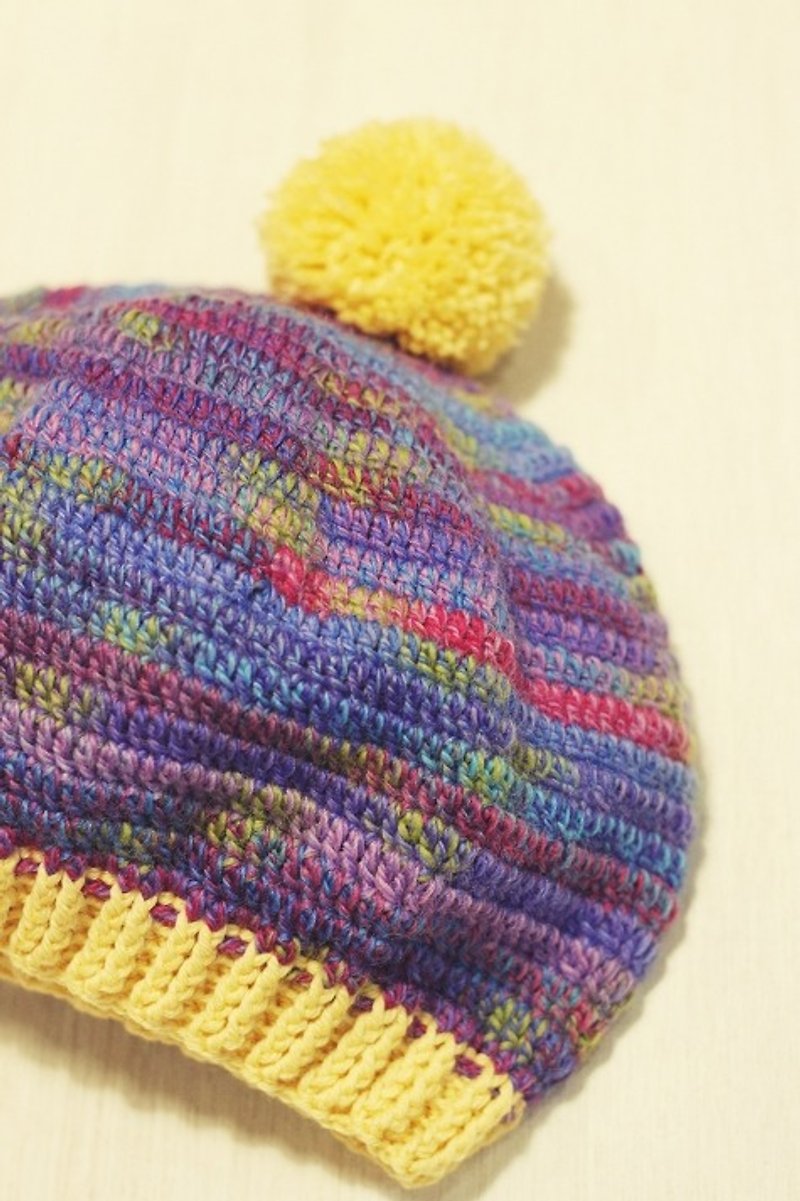 Adult size hand-knitted Merino wool ball cap - Hats & Caps - Wool Multicolor
