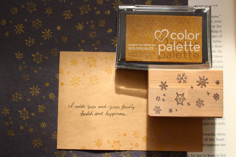 Snow crystal stamp with gold ink - Stamps & Stamp Pads - Other Materials 