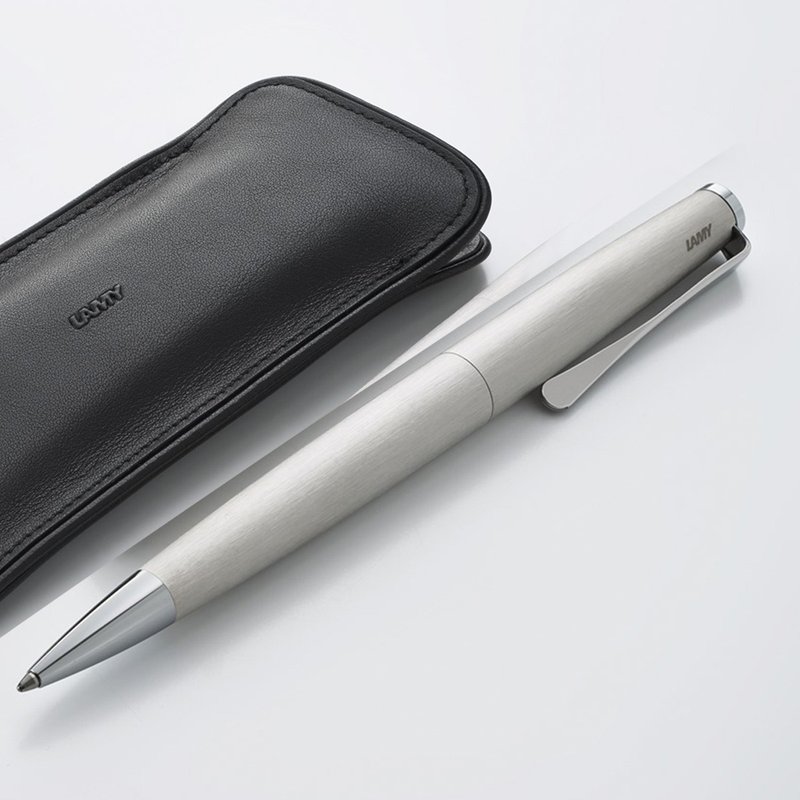 【雷雕免費刻字】LAMY 原子筆+筆袋禮盒 / studio 系列-265 刷紋 - 原子筆/中性筆 - 鋁合金 銀色
