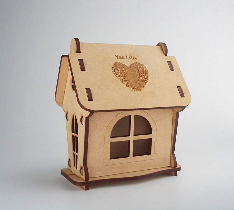 Coin strorage box-Our Sweet Home - กระปุกออมสิน - ไม้ สีกากี