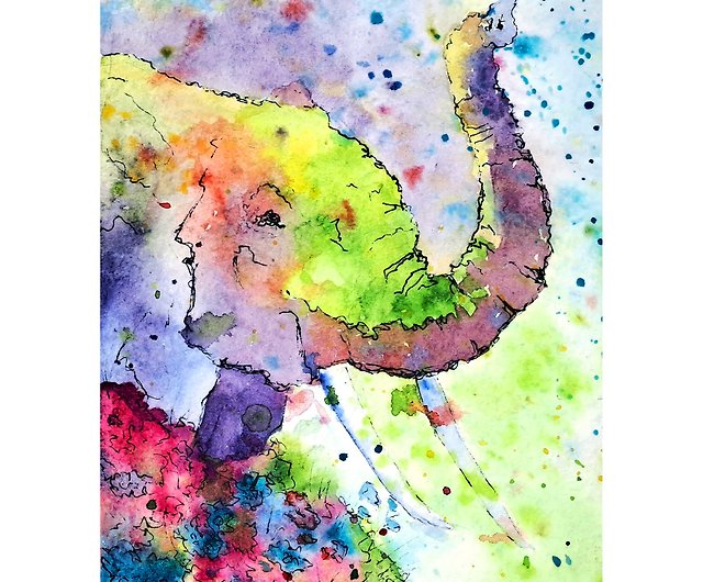 colorful watercolor elephant painting