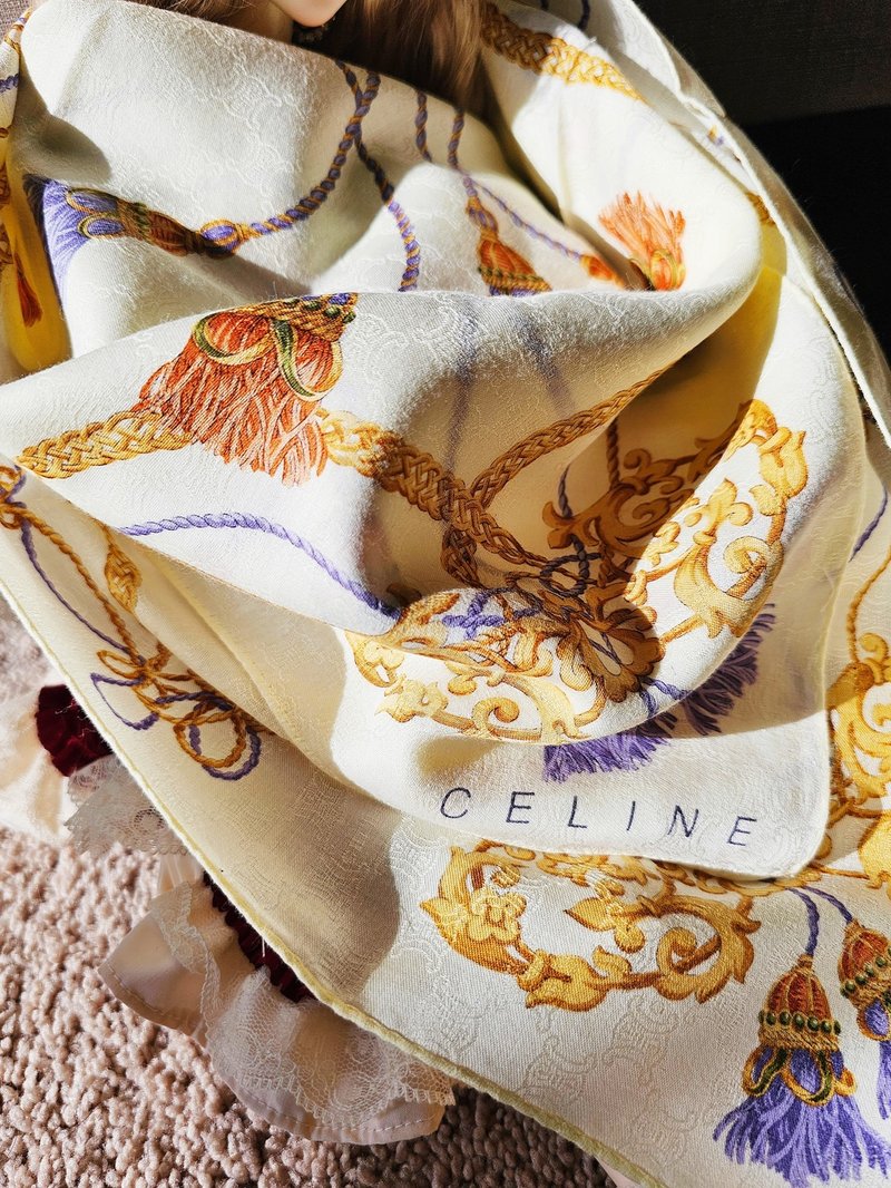 CELINE Vintage Handkerchief - ผ้าพันคอ - ผ้าฝ้าย/ผ้าลินิน หลากหลายสี