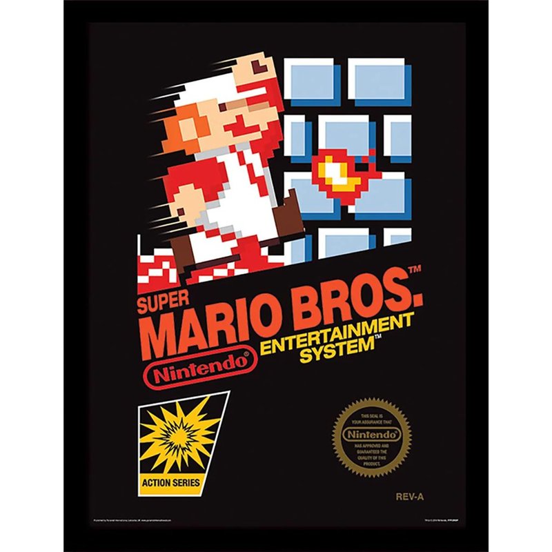 【Nintendo】Super Mario NES Cover 30x40 Reproduction Art Print - Posters - Paper Multicolor