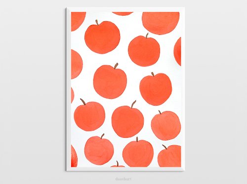 daashart Red apples pattern original painting gouache artwork kitchen decor modern poster