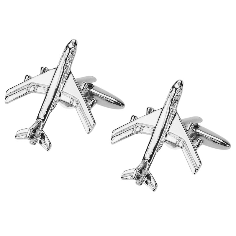 Airplane Cufflinks - Cuff Links - Other Metals Silver