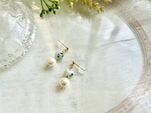 formica accessory 天然天山藍愛心跟淡水珍珠的耳環 天山藍 淡水珍珠 手作耳環