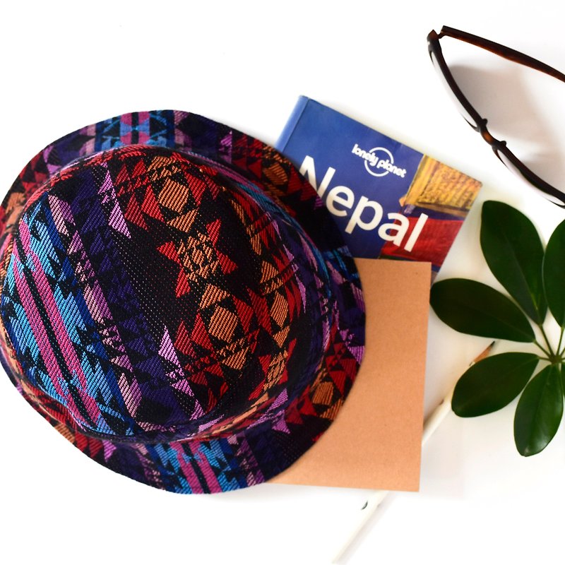 Ethnic pattern with tannin star cloth handmade hat // Double-sided fisherman hat Bucket Hat - หมวก - ผ้าฝ้าย/ผ้าลินิน หลากหลายสี