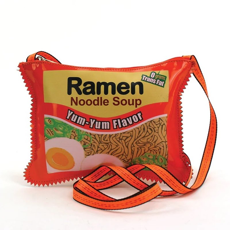 Ramen Instant Noodles Childlike Crossbody Bag/Animal Bag- Cool Village - กระเป๋าแมสเซนเจอร์ - หนังเทียม สีส้ม