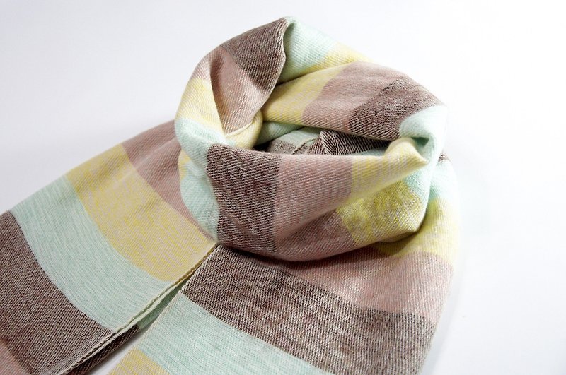 Valentine's Day gift birthday gift limited edition a pure wool shawl / boho knitted scarves / hand-woven scarves / knitted shawls / blankets / pure wool scarves / pure wool shawl - simple and stylish mint chocolates - Scarves - Wool Multicolor