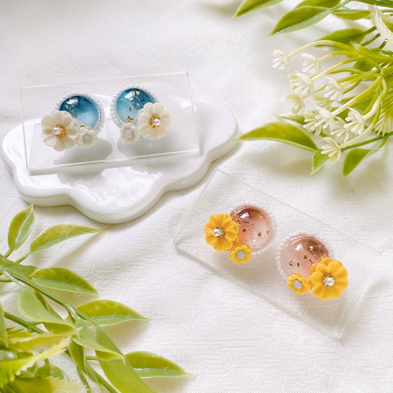 星空寶石耳環 | 黏土耳環 - 耳環/耳夾/耳骨夾 - 黏土 咖啡色