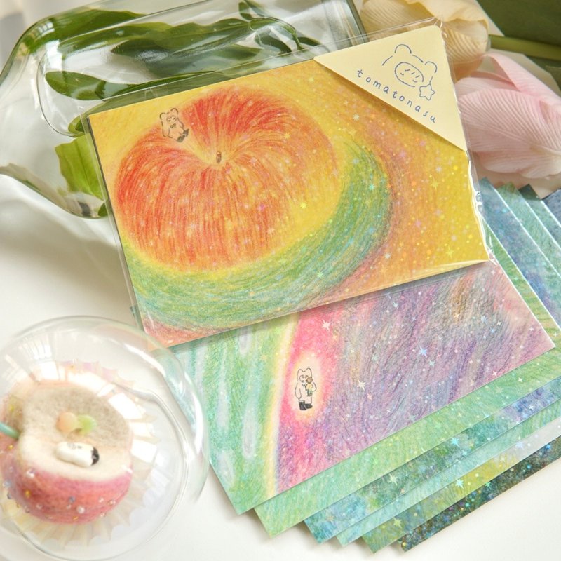 Original flash postcard apple universe ins handbook healing cute girl tomato planet gift - Cards & Postcards - Paper Multicolor