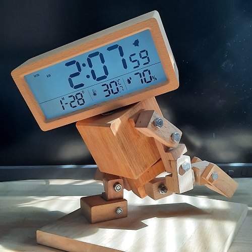 ekkastudio Digital clock wooden robot (included the digital clock and base)