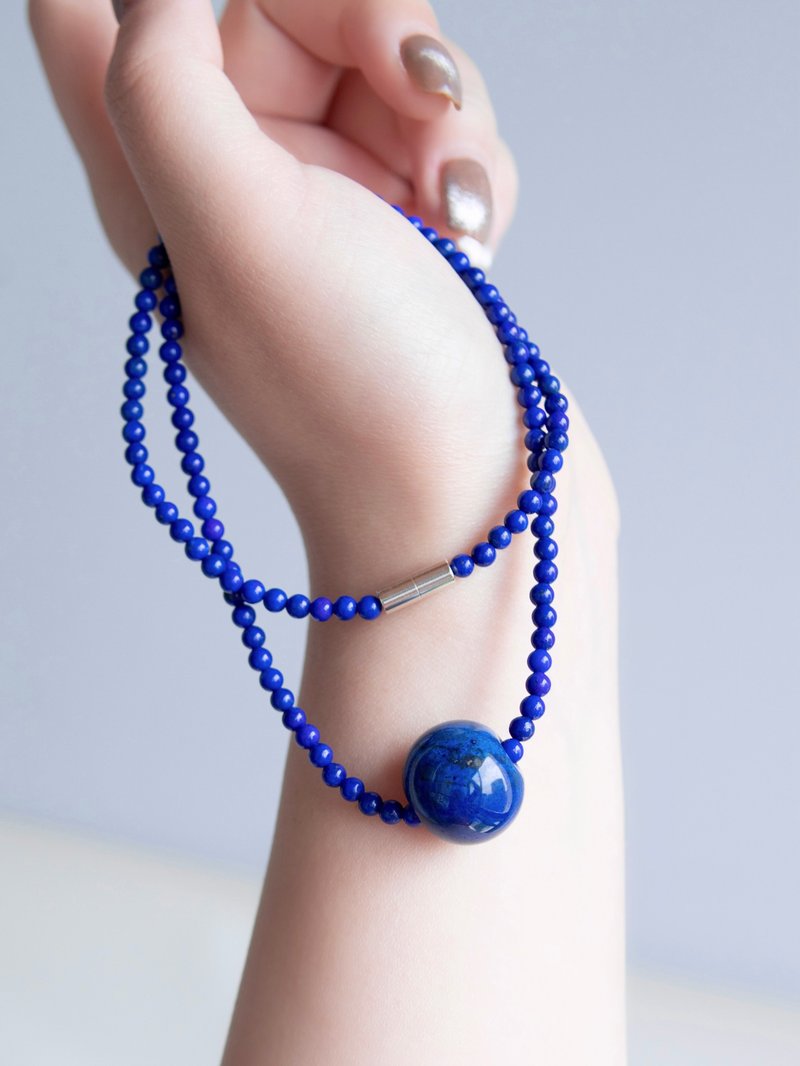 Natural Afghan old mineral lapis lazuli pier thick bagel necklace for men and women - สร้อยคอ - เครื่องประดับพลอย 