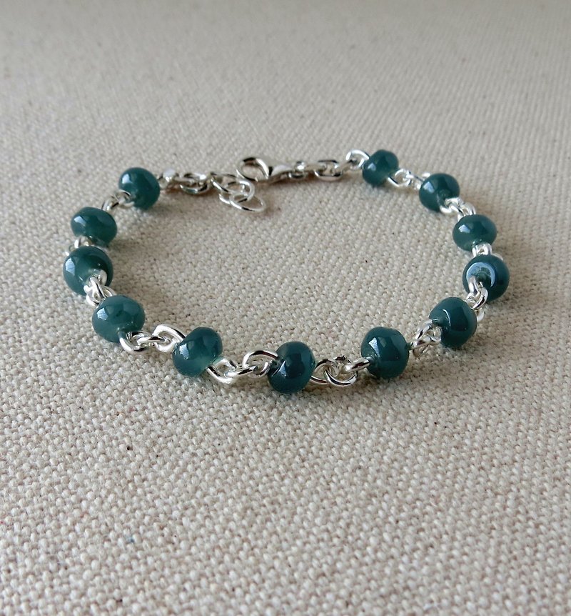 Sterling silver**[Youth years] 糯 ice blue water jade bracelet**avoid evil, keep safe - Bracelets - Gemstone Blue