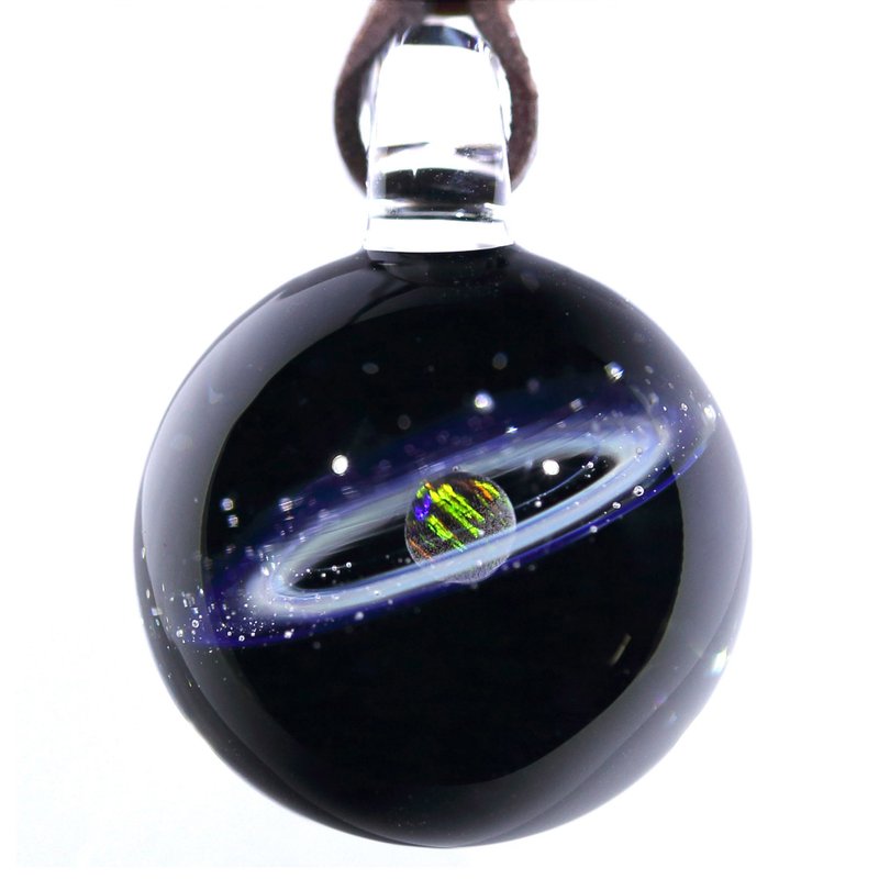宇宙玻璃頸鏈吊墜24mm no.125 - 頸鏈 - 玻璃 黑色