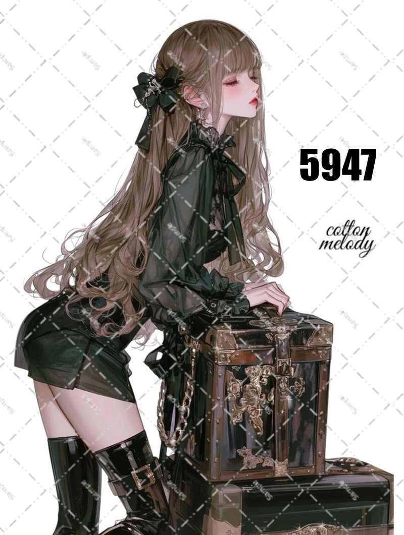 original sticker no.5947 人物ステッカー オリジナルステッカー 人物ステッカー 女の子ステッカー オリジナル人物ステッカー - 貼紙 - 紙 