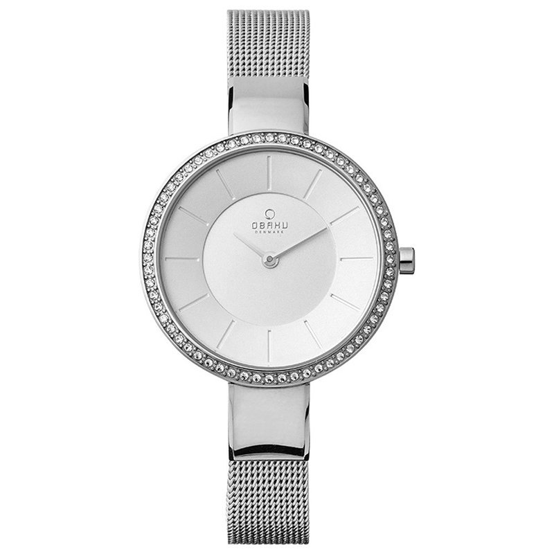 OBAKU Caili Moment Crystal Diamond Milan Fashion Watch- Silver/33mm - Women's Watches - Stainless Steel Multicolor