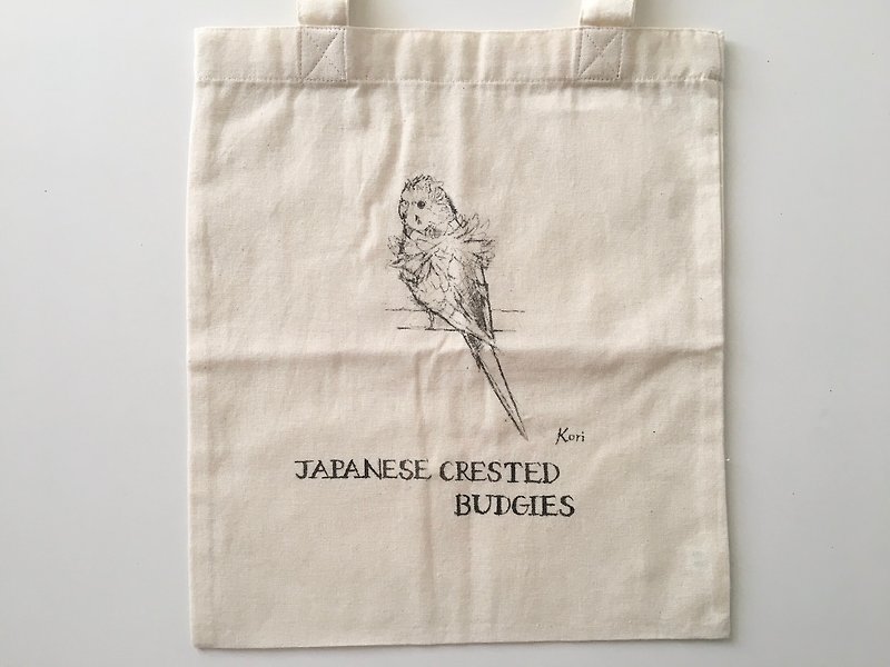 Pure hand-painted bird cotton shopping bag ‧ feathers tiger skin - Handbags & Totes - Cotton & Hemp 