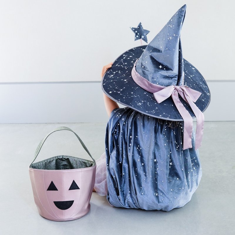 British Mimi & Lula AW23_Dress Up Party-Texture Gray Satin Ribbon Witch Hat - Baby Accessories - Polyester 