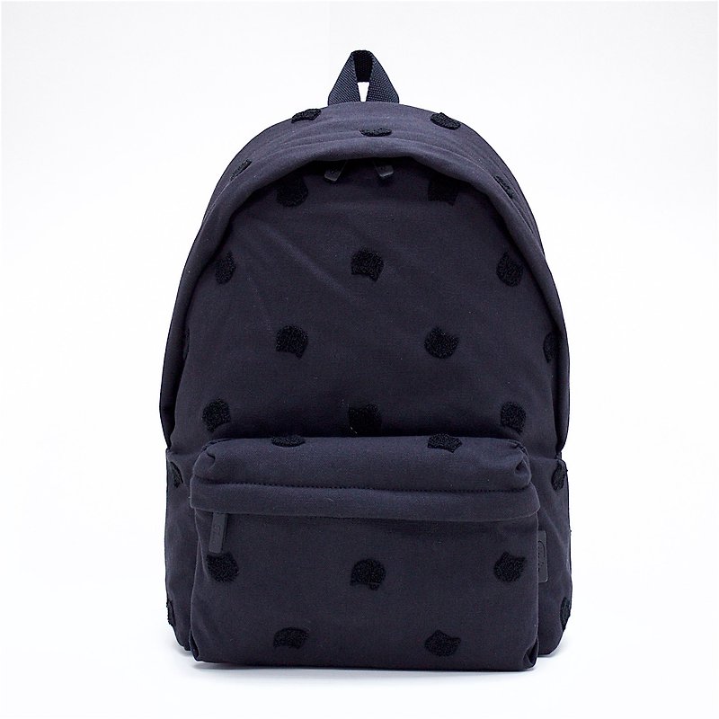 Aristocat 3D Embroidery Canvas Backpack / Head , Black - Backpacks - Cotton & Hemp Black
