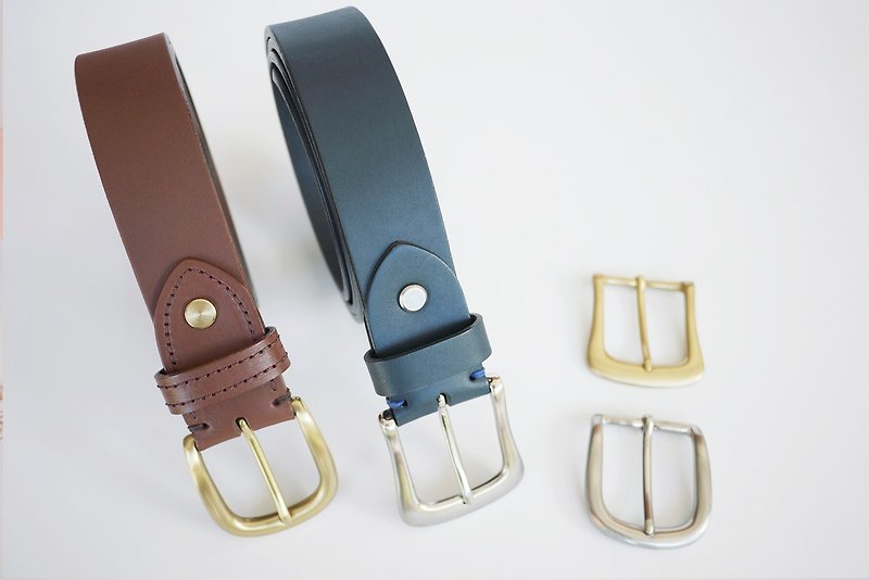 CHI01 簡約客製皮帶 35mm Belt - 皮帶/腰帶 - 真皮 咖啡色