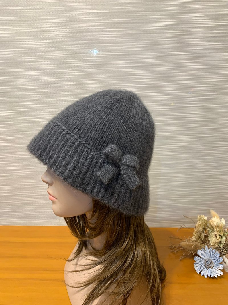 手工編織。漁夫毛線帽。深灰色。瑞士進口克什米爾高檔毛線 - 帽 - 羊毛 