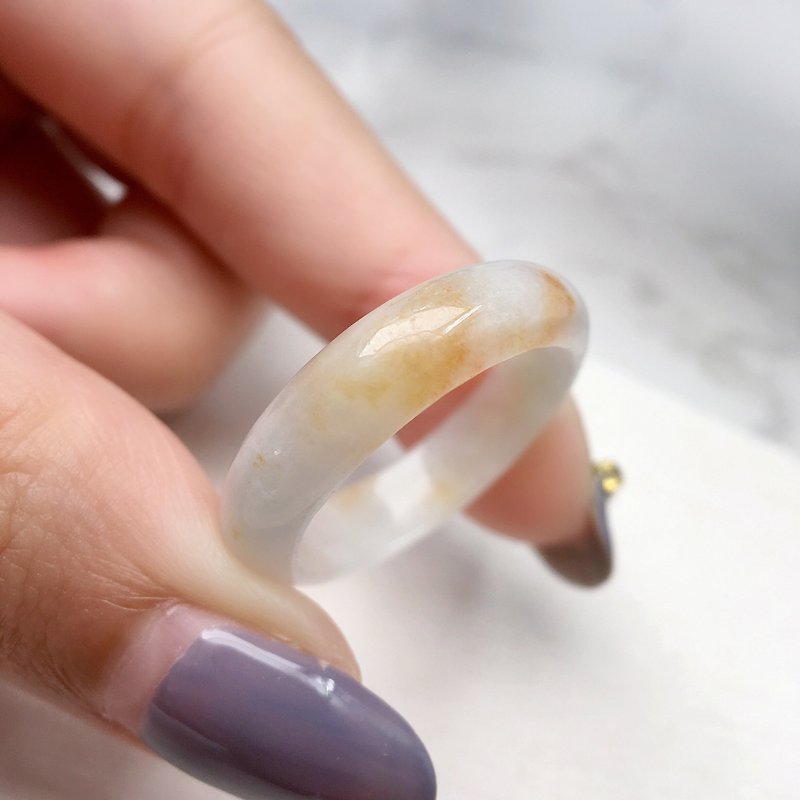 [Seeking ‧ Fate] Floating Yellow Jadeite Ring Ring | Natural Jadeite of Grade A | International Size 16 - แหวนทั่วไป - หยก สีส้ม