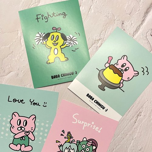 BOBO CHINGU :) 波波青菇 BOBO CHINGU :) 明信片一套10張--特價399元 酷卡 創意插畫
