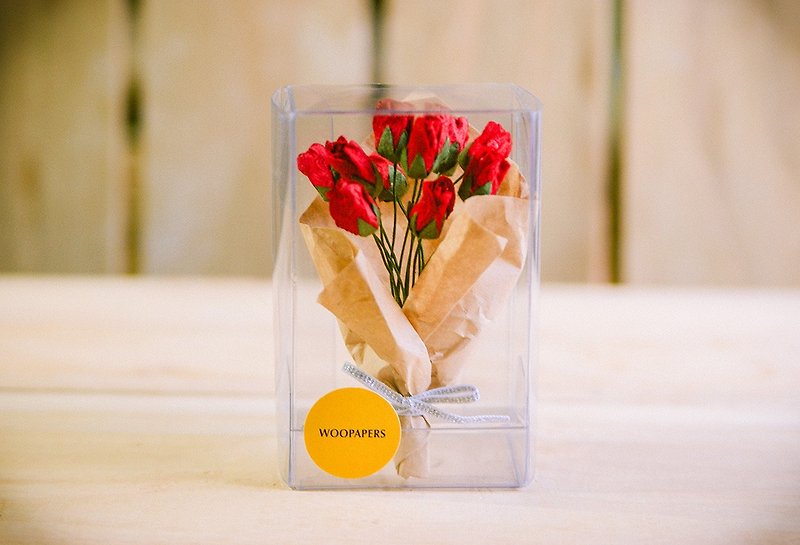 バレンタインデー手作りの紙のバラの花束の花の儀式/結婚式の小さなもの（赤） - 観葉植物 - 紙 レッド