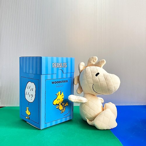 Peanuts × BON TON TOYS 台灣獨家總代理 BON TON TOYS Woodstock糊塗塌客絎縫盒裝填充玩偶-黃 15cm