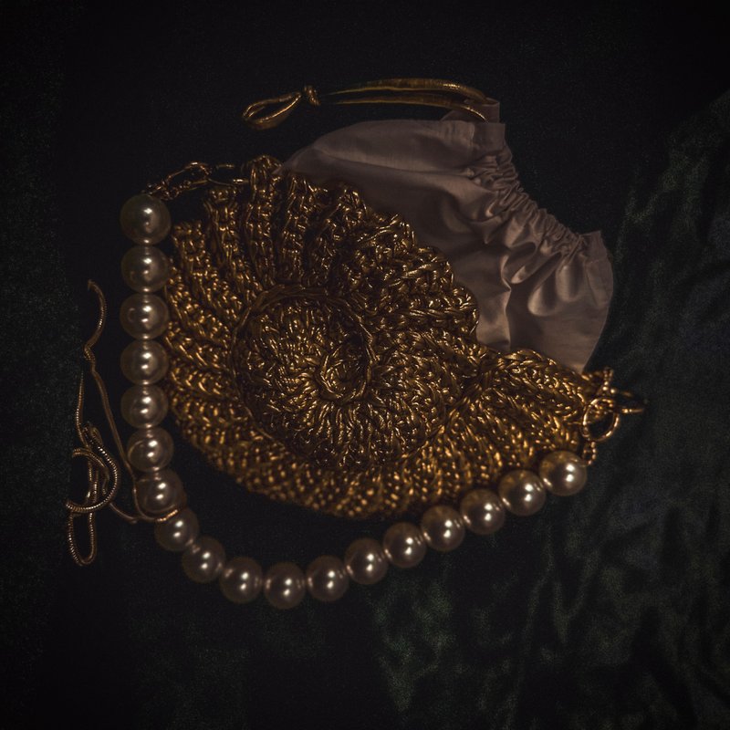 Crochet pattern gold shell bag PDF digital instant download, video tutorial - 手工藝教學/工具書 - 其他材質 