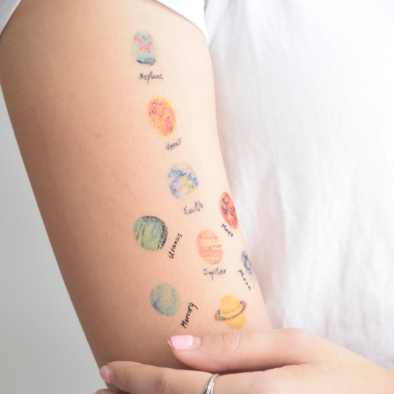 星球 星空刺青 紋身貼紙 簡約 迷你 - 紋身貼紙 - 紙 多色