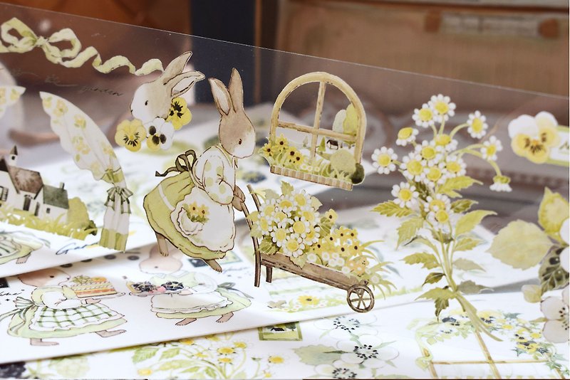 Tianyuan Xiaoye-PET tape fresh natural flowers rabbit DIY handbook diary hand-painted decorative material - Washi Tape - Plastic Multicolor