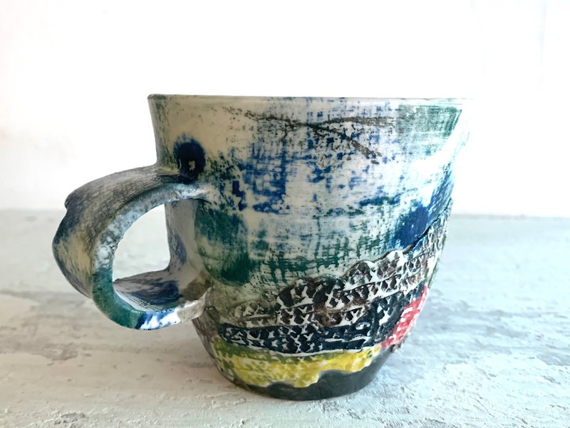 Layer peak stacked pottery coffee mug_pottery mug