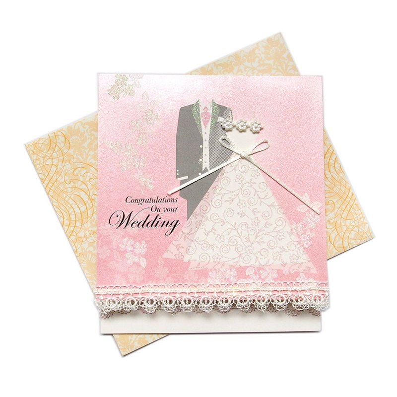 新郎新娘幸福婚禮【Hallmark-JP立體卡片 結婚賀喜】 - 卡片/明信片 - 紙 粉紅色
