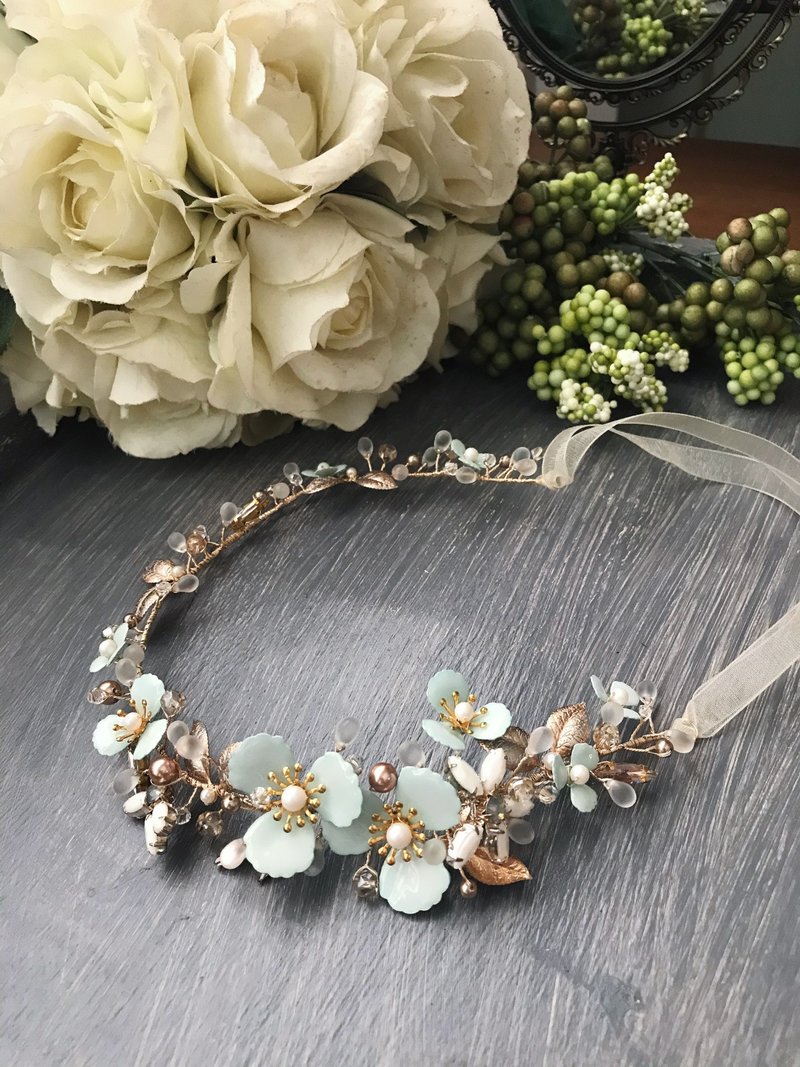 [Christmas Gift] Original handmade bridal jewelry Charlotte’s Garden Headband/Hair Accessories - Hair Accessories - Crystal 