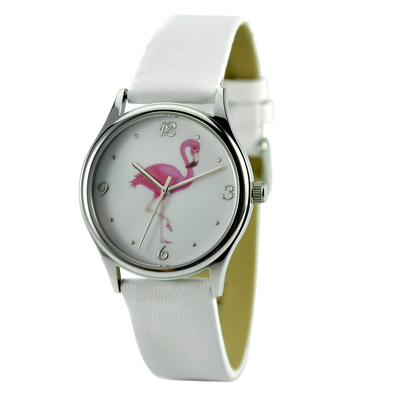 Flamingo Watch White Band Unisex Free Shipping Worldwide - นาฬิกาผู้หญิง - โลหะ สีเงิน