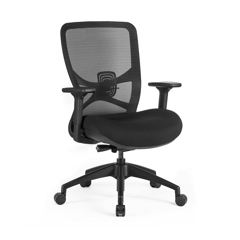 RICH Mid-Back Office Chair/Computer Chair/Engineering Chair Black Frame Black Mesh - Chairs & Sofas - Nylon Black