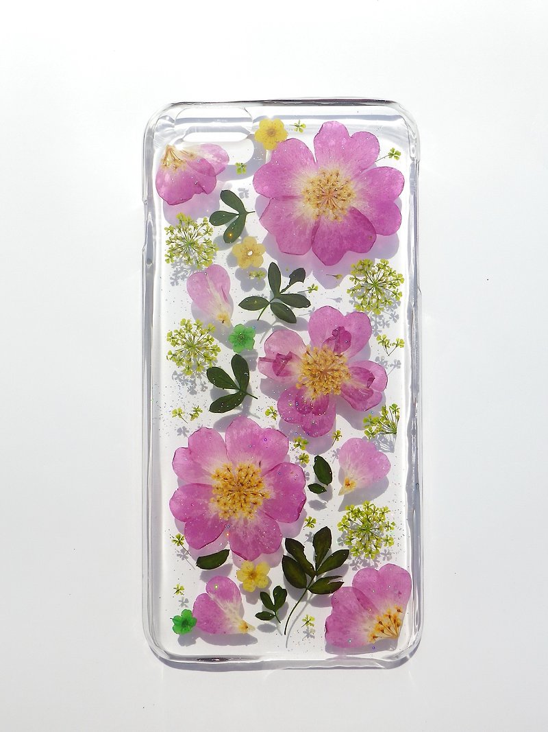 アップルiphone 6Sプラス、ピンクのバラのためのアニーのワークショップ手作り押し花電話ケース - スマホケース - プラスチック 