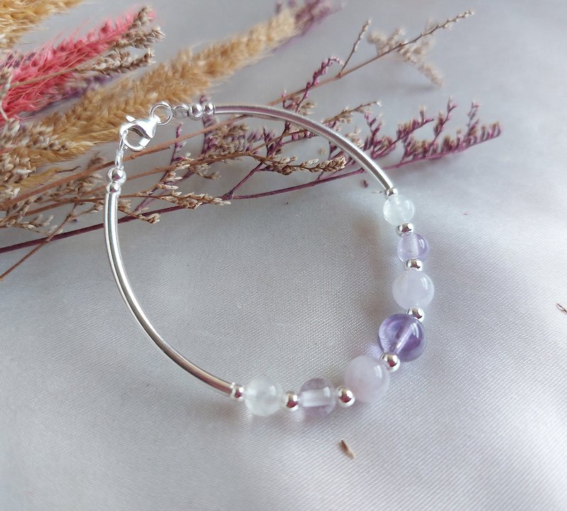 s925 Sterling Silver Bracelet/Amethyst Lavender Amethyst Moonstone - Bracelets - Crystal 