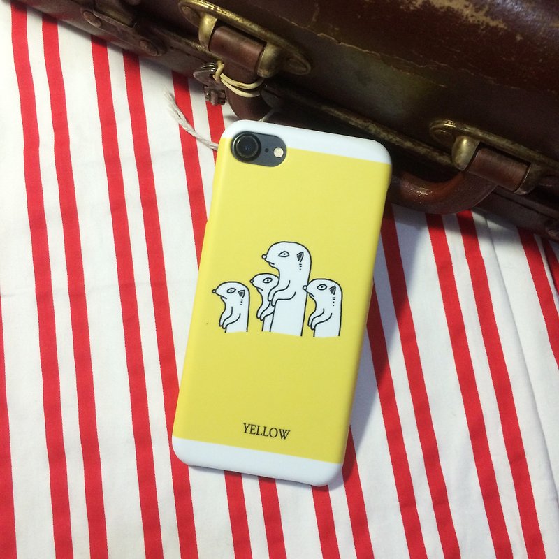 Mongoose yellow original design mobile phone shell iPhone, Samsung protective shell / birthday gift / original design / holiday gift - เคส/ซองมือถือ - พลาสติก สีเหลือง