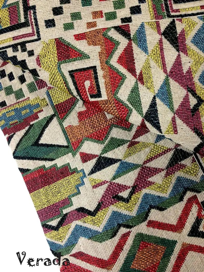 Multi-color Tribal Fabric Thai Woven Fabric Craft Supplies Textile 1/2 yard - 編織/羊毛氈/布藝 - 其他材質 多色