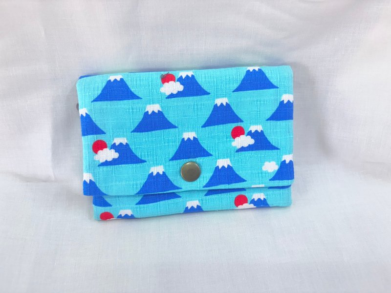 多層次零錢包-富士山 - 零錢包/小錢包 - 棉．麻 藍色