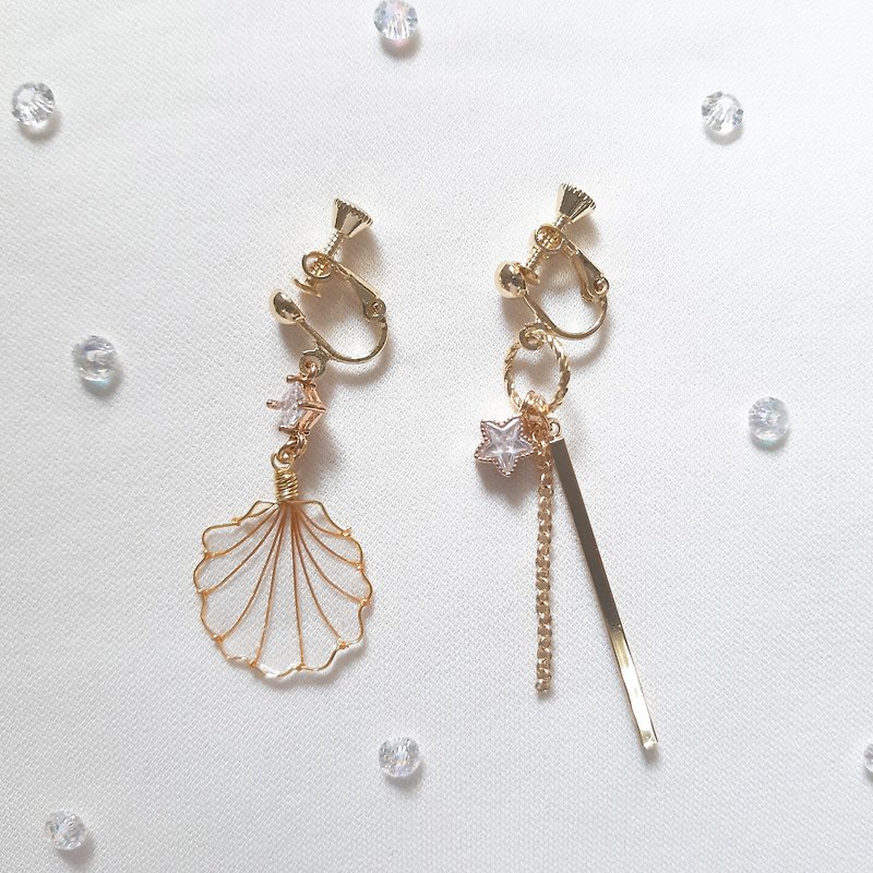 Resin Earrings & Clip-ons Gold - Summer Chronicle [Limited Quantity] Transparent handmade resin earrings Clip-On