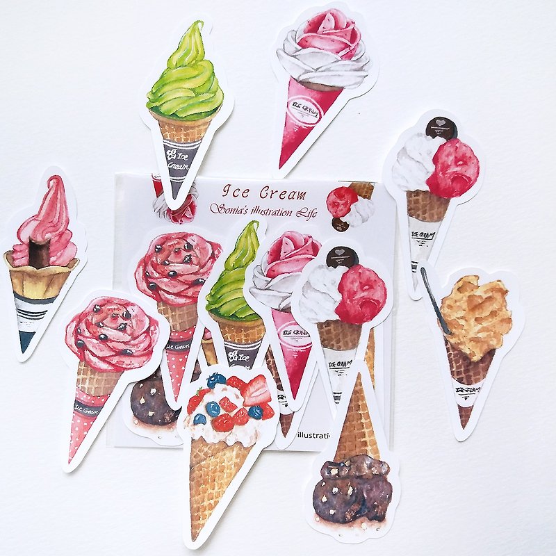 Ice Cream手繪貼紙 - 貼紙 - 紙 