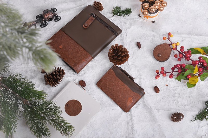 スウィートクリスマスチョコレートフレグランスセット - 厚い四つのスイーツ - 財布 - 革 ブラウン